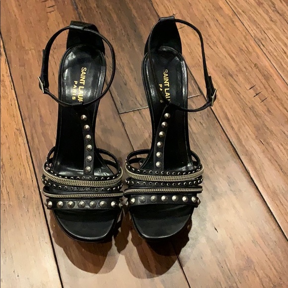 Saint Laurent Shoes - Saint Laurent Sandals w/stud, chain & rhinestones